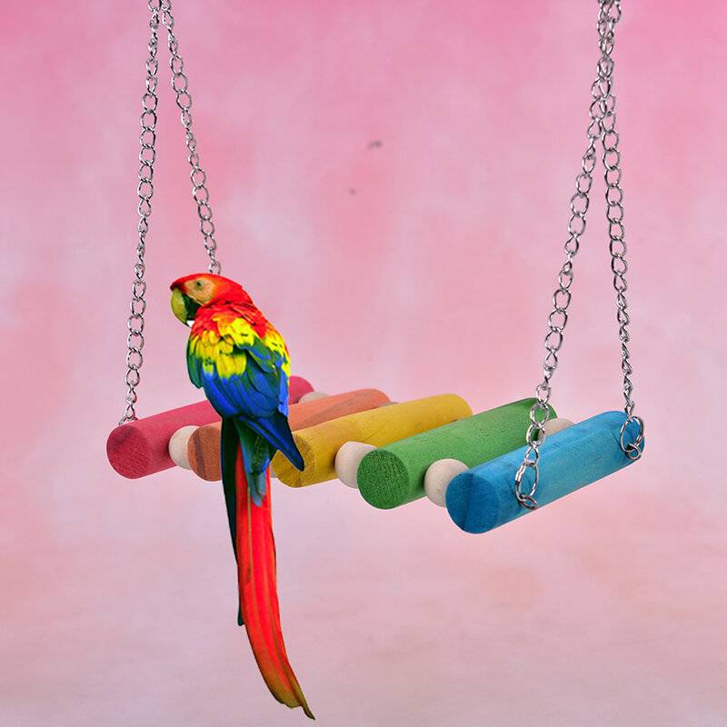 Wooden Multi-Step Swing Toy for Birds - Size: 8" x 4"