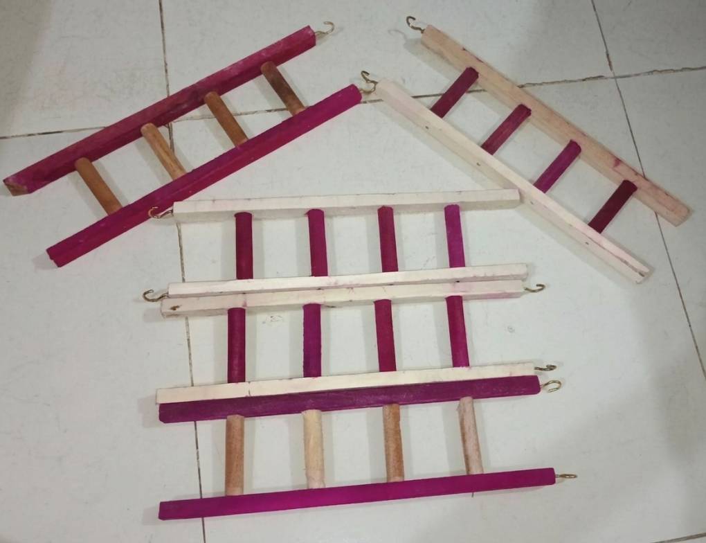 Toys for Birds, Wooden ladder Size L 9 Inch, W 2.5 Inch- 2 pcs