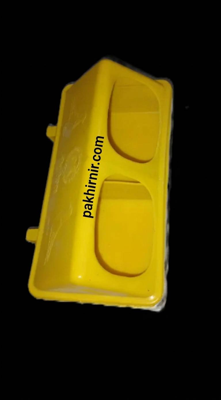 Food pot for Birds-Locally Plastic Made, Cover System, Rectangle Shape, Size: L 6 Inch, W 3 Inch, H 2.5 Inch-Multi Color-02 pcs