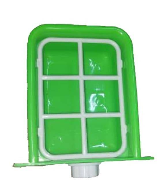 Food pot for Birds-Imported Plastic Made, Nut System, Rectangle Shape, Size: L 5 Inch, W 4 Inch, H 2.5 Inch-Multi Color-01 pc