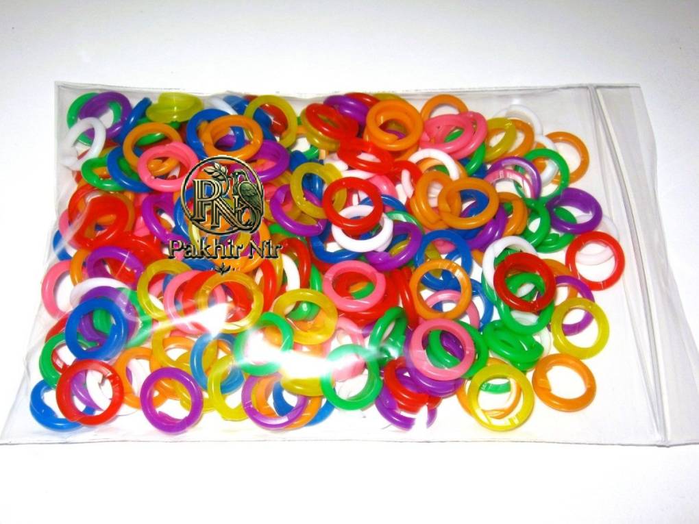 8mm Closed Plastic Pigeon Foot Ring - Multicolor (Without Number) 25 pcs