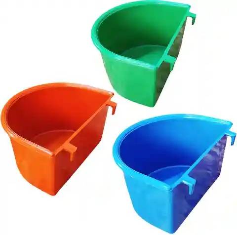 Small D-Shape Plastic Food & Water Pot for Birds - 5 Pcs Pack (Multicolor)