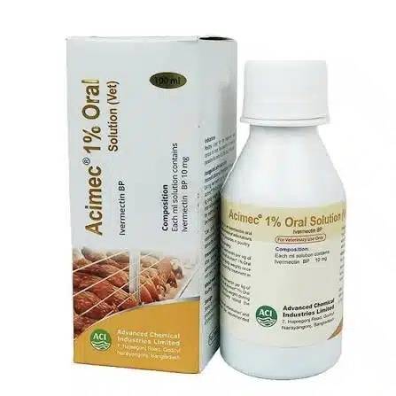 Acimec 1% Oral Solution Dewormer & Mite Remover for Birds & Pets (100ml) - ACME